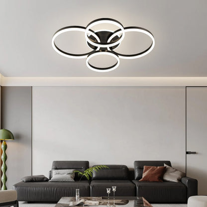 Lampara 4 Aros Led CCT Regulable Negro