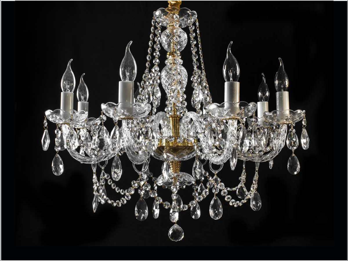 Lampara colgante de cristal de 8 brazos color dorado LP102-8