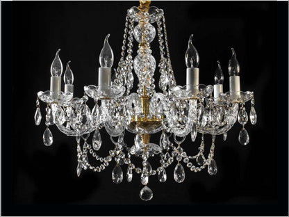 Lampara colgante de cristal de 8 brazos color dorado LP102-8