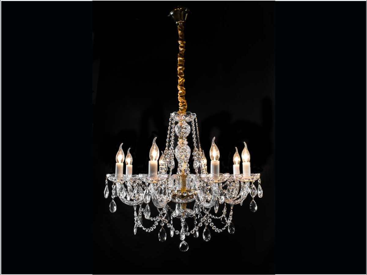 Lampara colgante de cristal de 8 brazos color dorado LP102-8