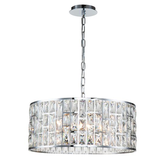 Lámpara Colgante Cristal Circular Salón DUNE | Cromada E14