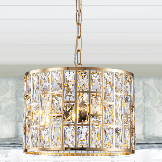 Lámpara Colgante Cristal Circular Salón DUNE | Dorada E14