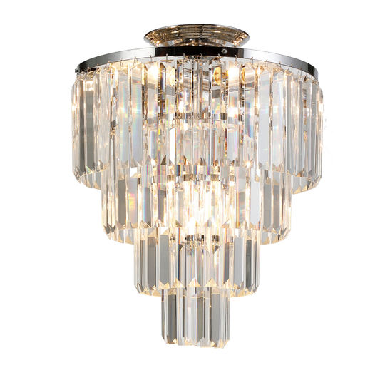 Plafón Cristal Escalonado Salón DORIS | Cromo Ø38 cm E14