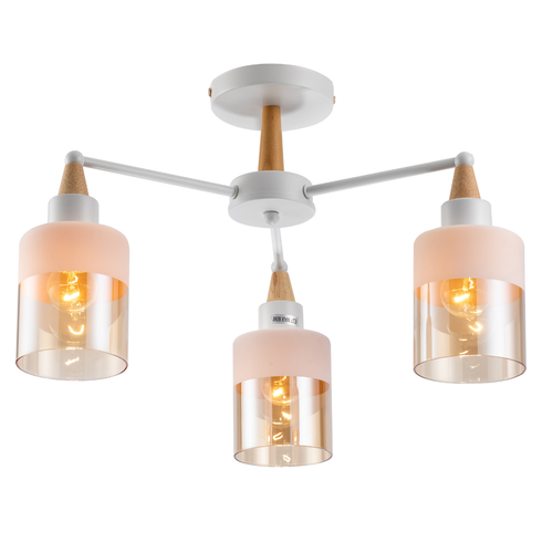 Lámpara Techo Cristal Cilíndrica Salón COPENHAGEN | Blanco 3 Luces