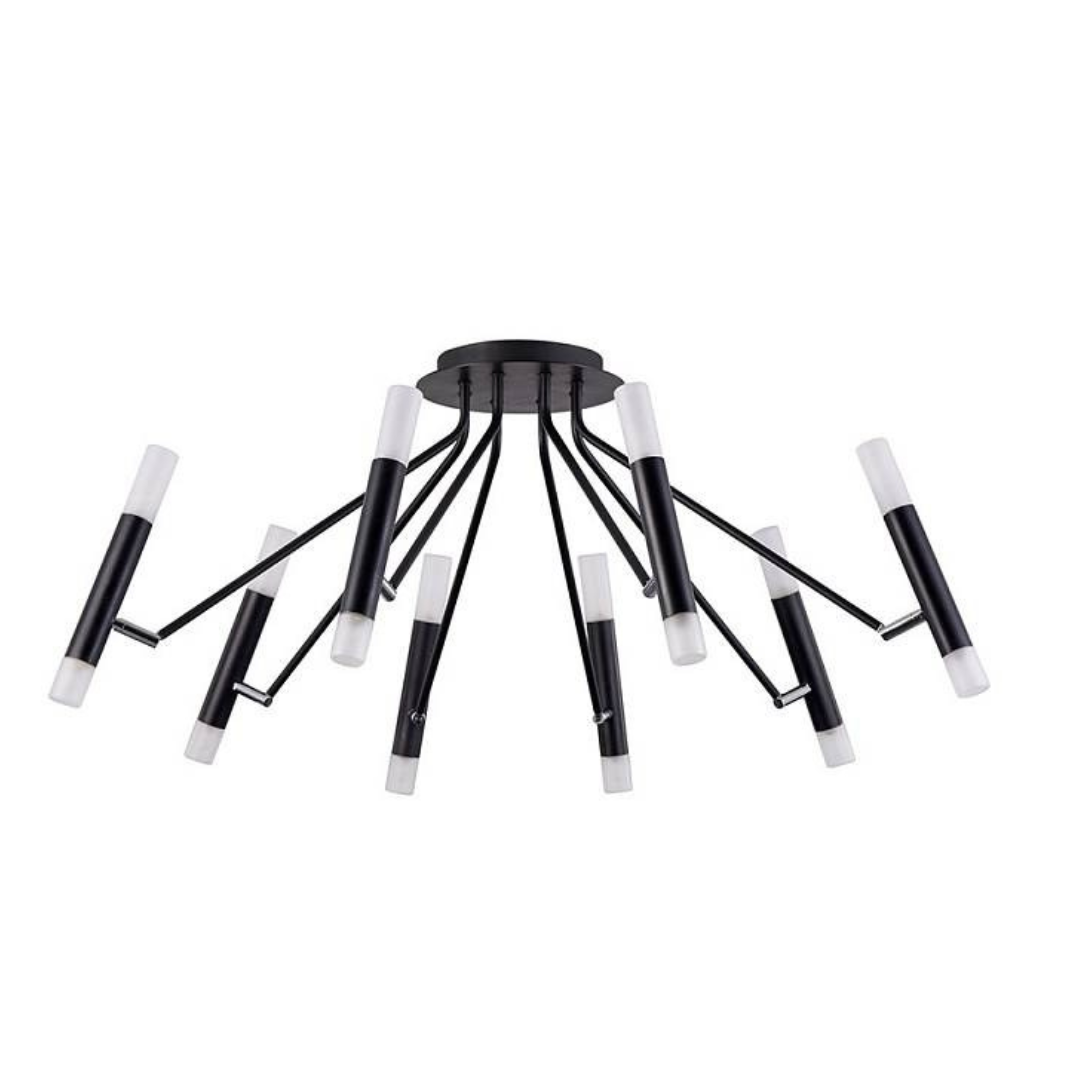 Lámpara Techo Lineal Metal Salón SABI | Negro 16 Luces G9