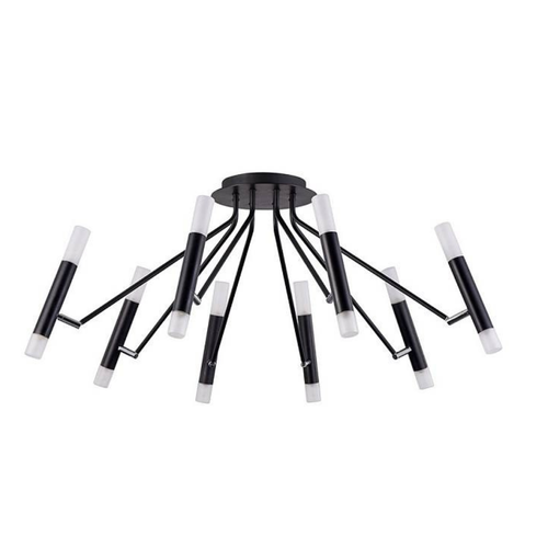 Lámpara Techo Lineal Metal Salón SABI | Negro 16 Luces G9
