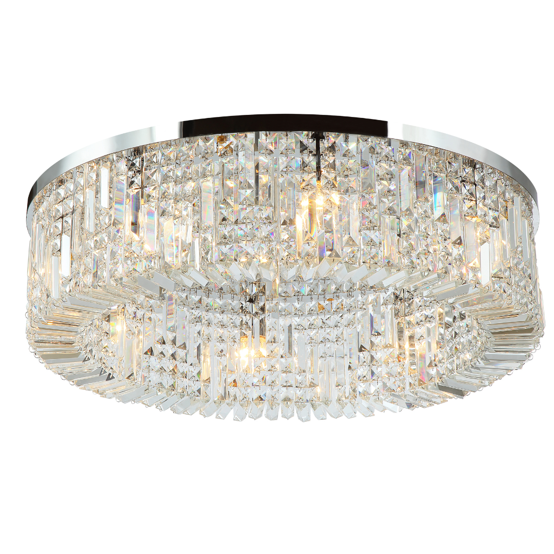 Plafón Cristal Circular Salón FANTASY | Cromo Ø80 cm E14
