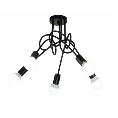 Lámpara Techo Metal Artística Salón TANGO | Negro 5 Luces E27