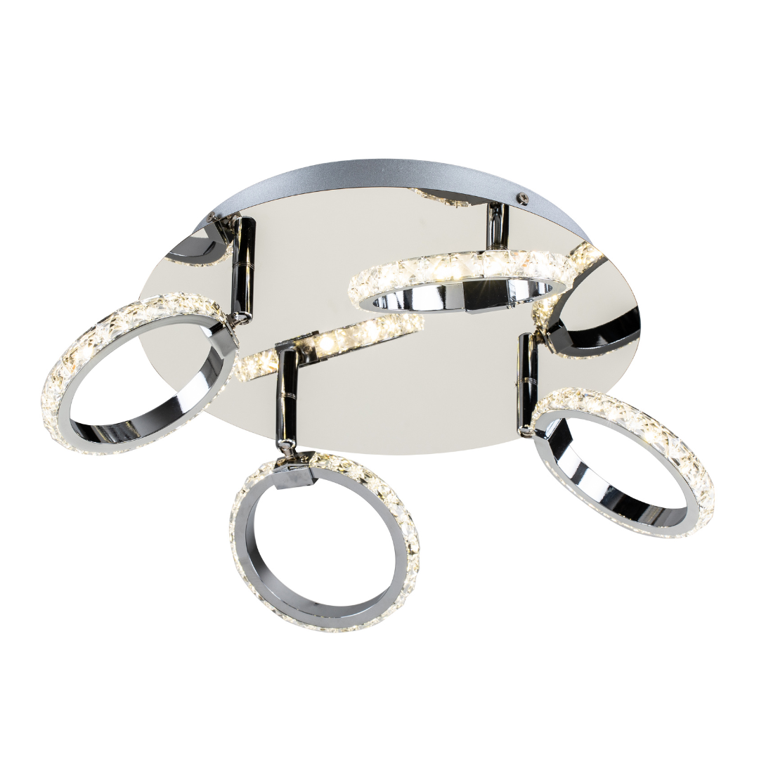 Plafón LED Aros Circular Salón MIRMAR | Cromo 4 Luces 4000K