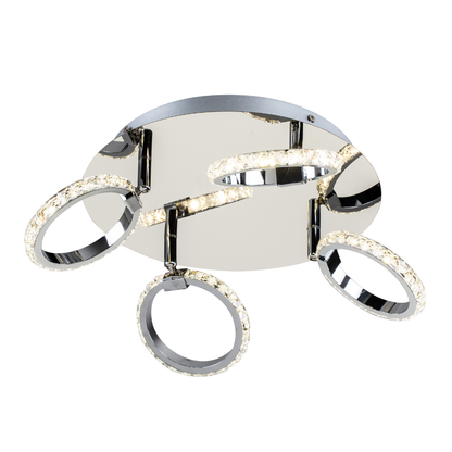 Plafón LED Aros Circular Salón MIRMAR | Cromo 4 Luces 4000K