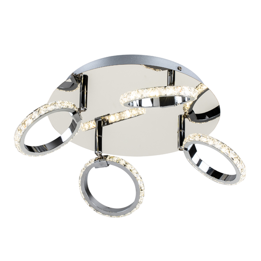 Plafón LED Aros Circular Salón MIRMAR | Cromo 4 Luces 4000K