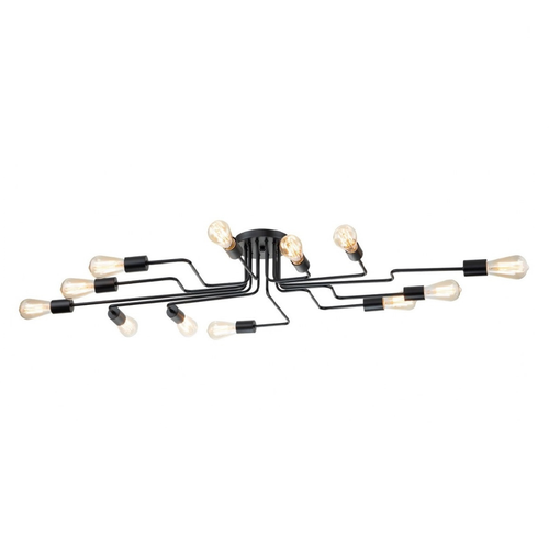 Lámpara Techo Metal Lineal Salón CLEBER | Negro 12 Luces E27