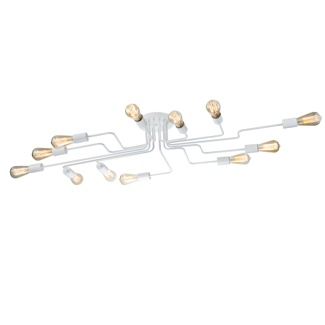 Lámpara Techo Metal Lineal Salón CLEBER | Blanco 12 Luces E27