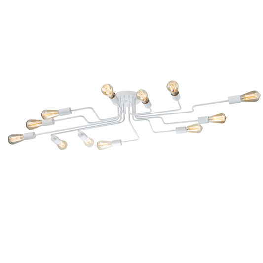 Lámpara Techo Metal Lineal Salón CLEBER | Blanco 12 Luces E27
