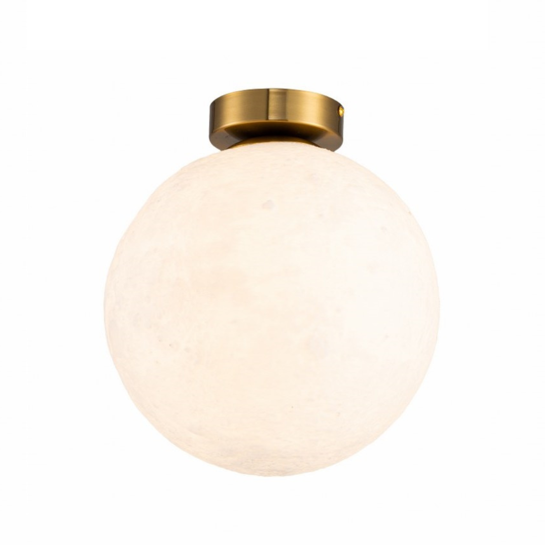Plafón Esférico Cristal Opal Salón MOON | Oro 1 Luz E27