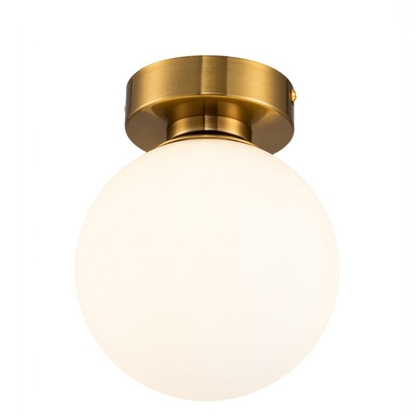 Plafón Esférico Cristal Opal Salón MONER | Oro 1 Luz E27