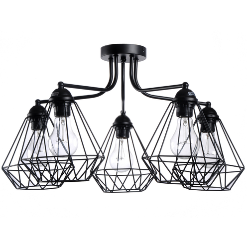 Lámpara Techo Metal Industrial Salón CORNELIO | Negro 5 Luces