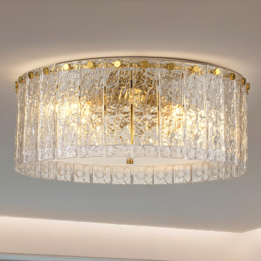 Plafón Cristal Circular Salón CRYSTALON | Dorado Ø50 cm E14