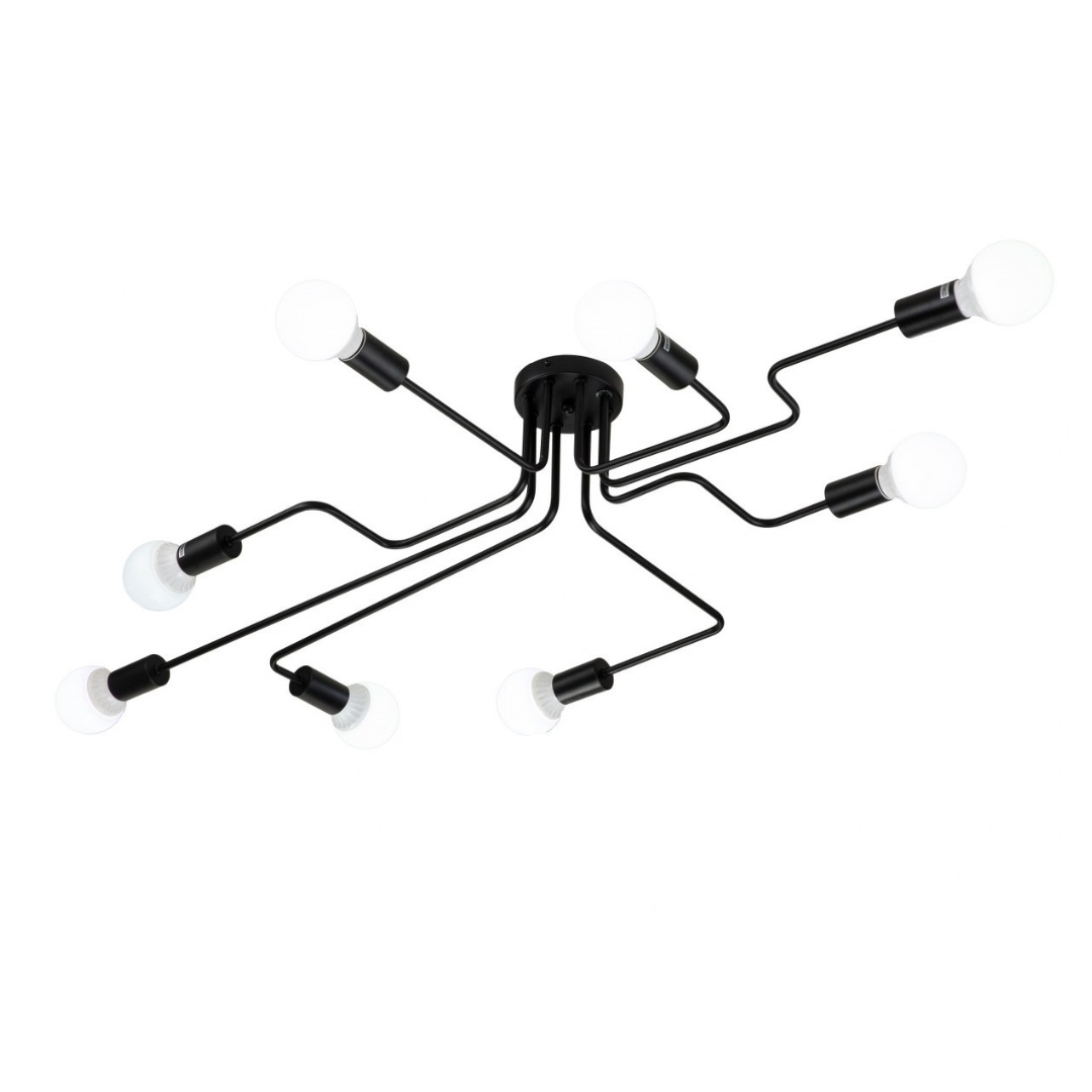 Lámpara Techo Metal Lineal Salón CLEBER | Negro 8 Luces E27