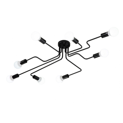 Lámpara Techo Metal Lineal Salón CLEBER | Negro 8 Luces E27