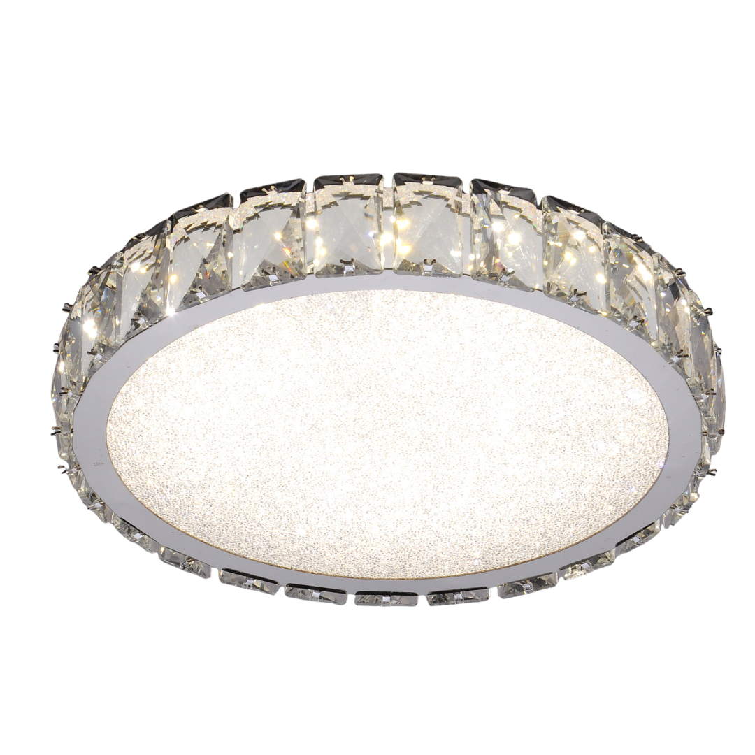 Plafón LED Cristal Circular Salón MARCELLO | Cromo Ø30 cm
