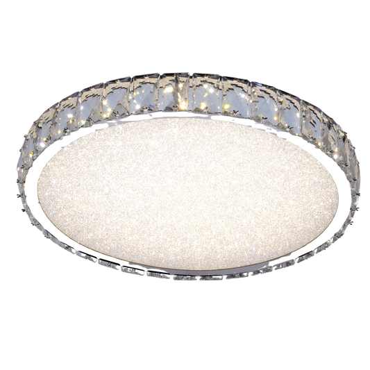 Plafón LED Cristal Circular Salón MARCELLO | Cromo Ø40 cm