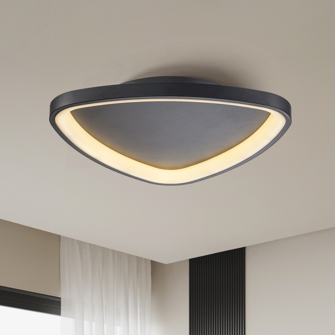 Plafón LED Triangular Techo Salón NOVA | Negro Ø51 cm CCT