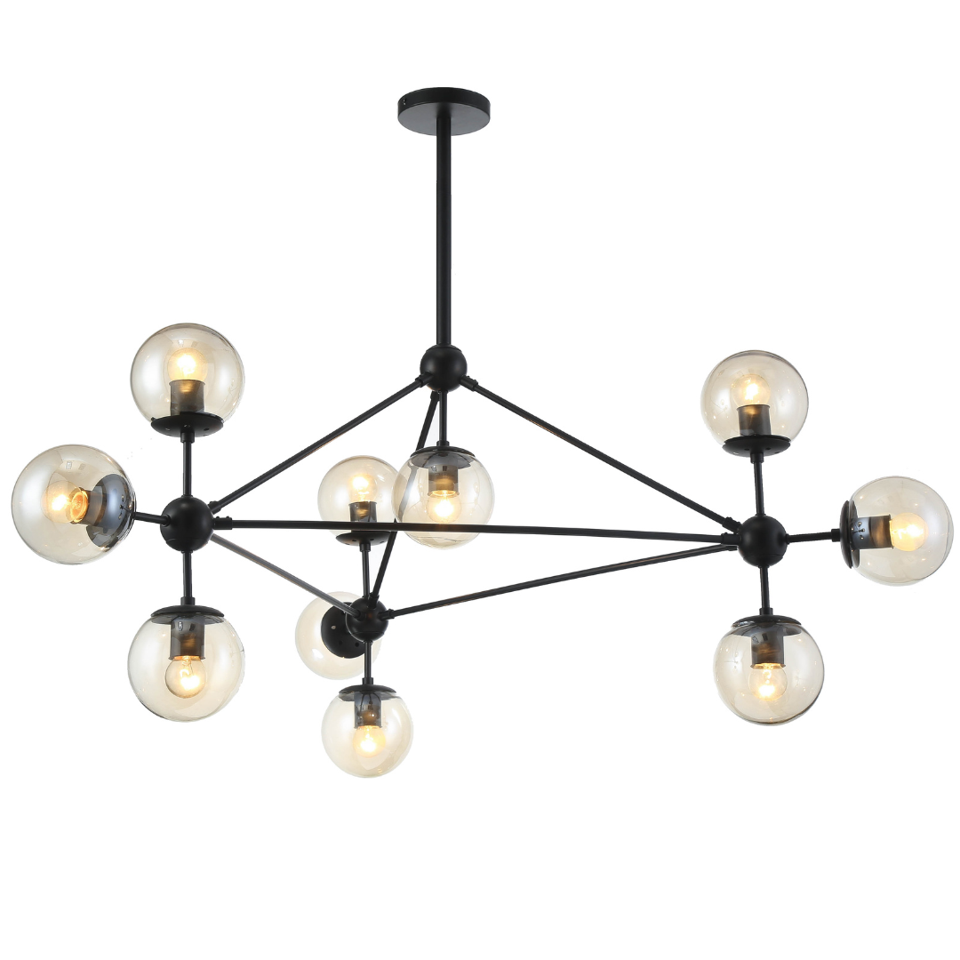 Lámpara Techo Cristal Esférica Salón NEW YORK | Negro 10 Luces