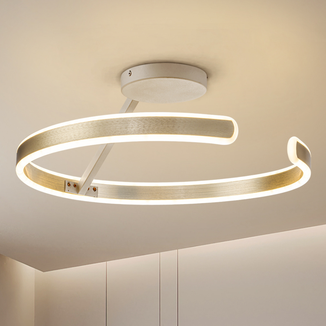 Lámpara LED Espiral Aluminio Salón ARCUS | Dorado Atenuable CCT