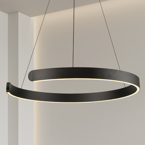 Lámpara Colgante LED Circular Salón SATURN | Negra CCT Atenuable