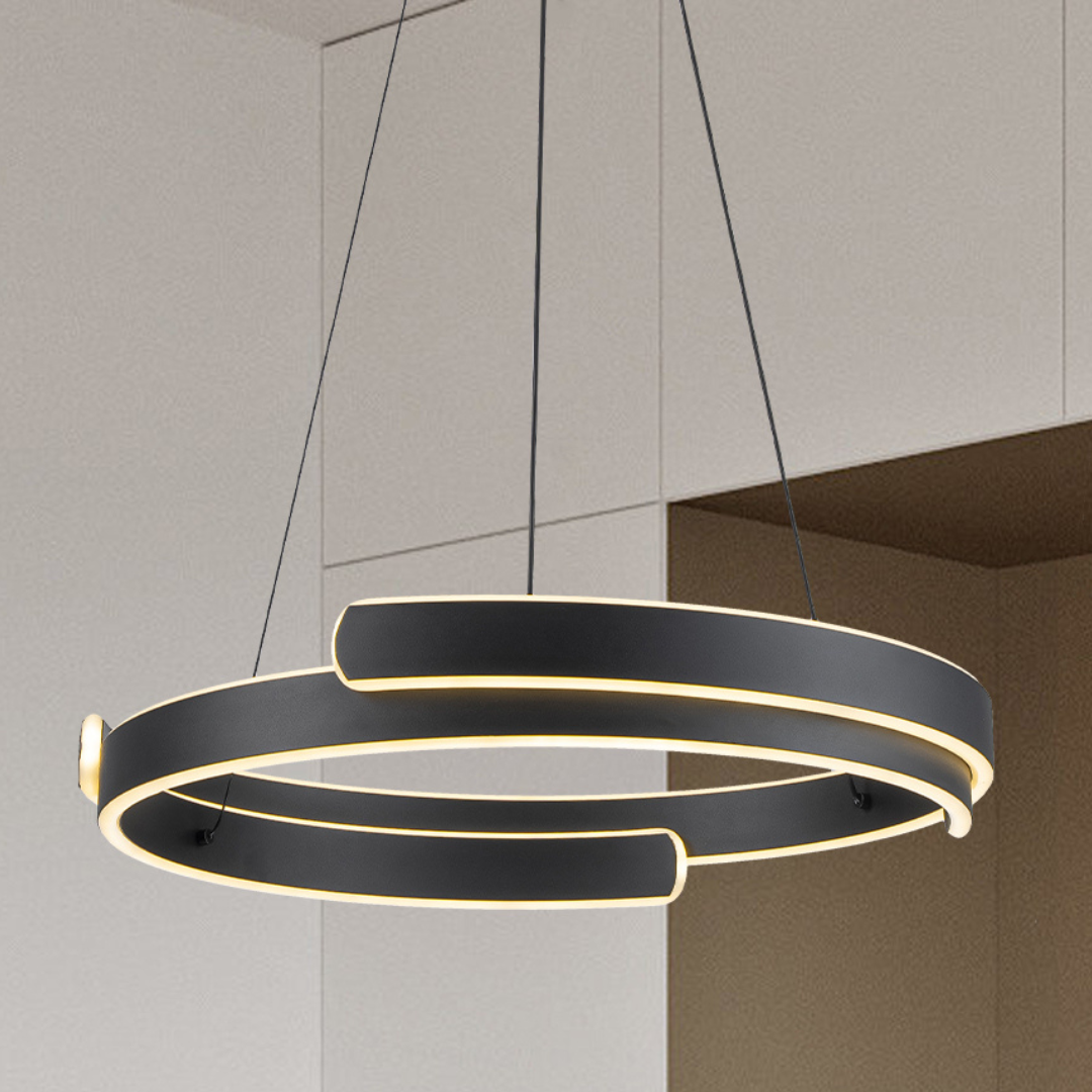 Lámpara Colgante LED Redonda Comedor SATURN | Negra CCT Atenuable