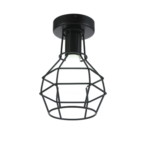 Plafón Metal Geométrico Techo Salón RETTI | Negro 1 Luz E27