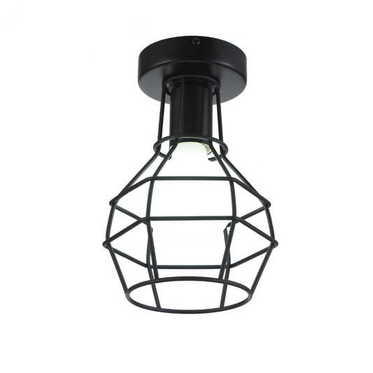 Plafón Metal Geométrico Techo Salón RETTI | Negro 1 Luz E27