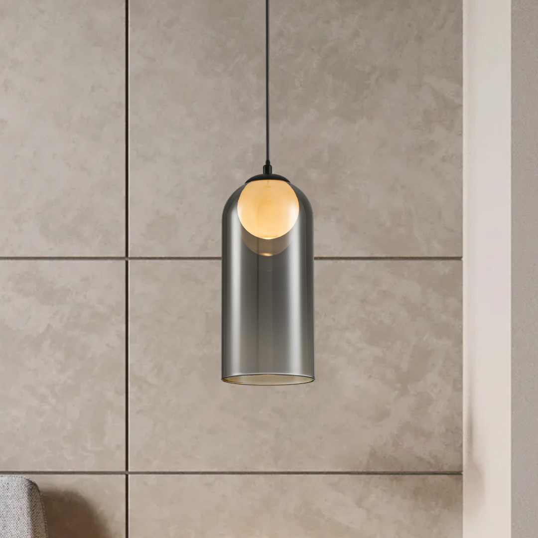 Lámpara Colgante Cristal Ahumado Dormitorio SCANDIV | Negra