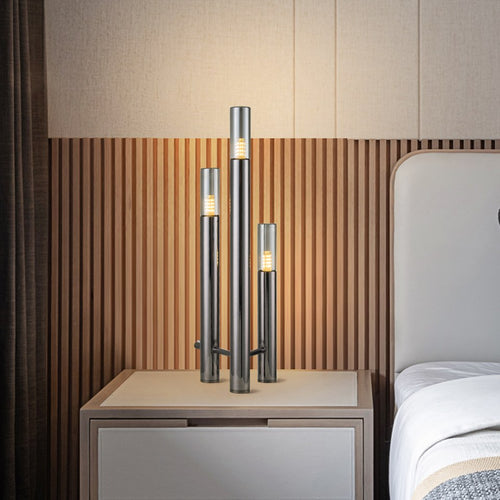 Lampara De Mesa Moderna Con Tres Bombillas G9 Negro