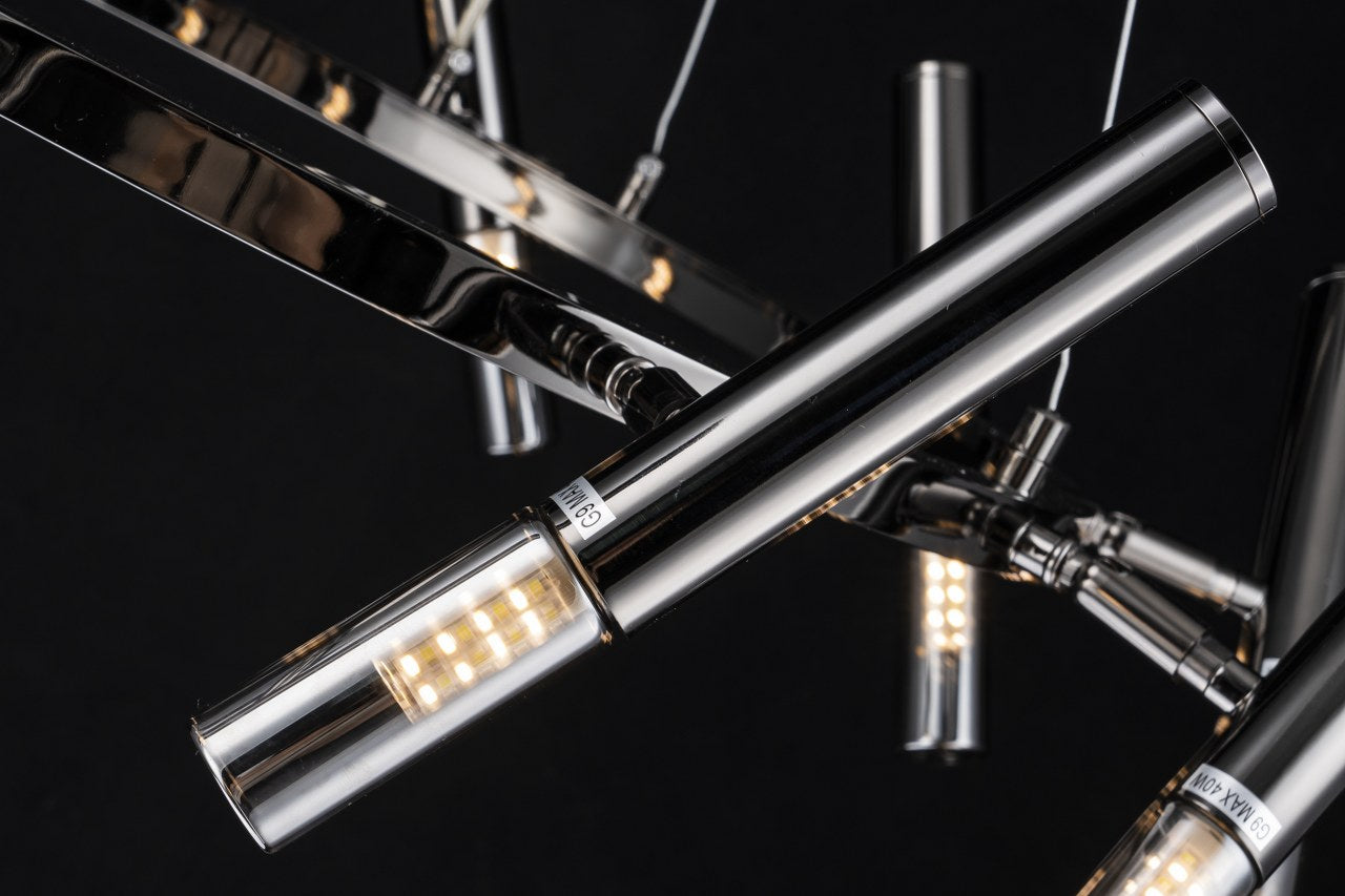 Lampara Colgante Moderna 9 Bombillas G9 Negro