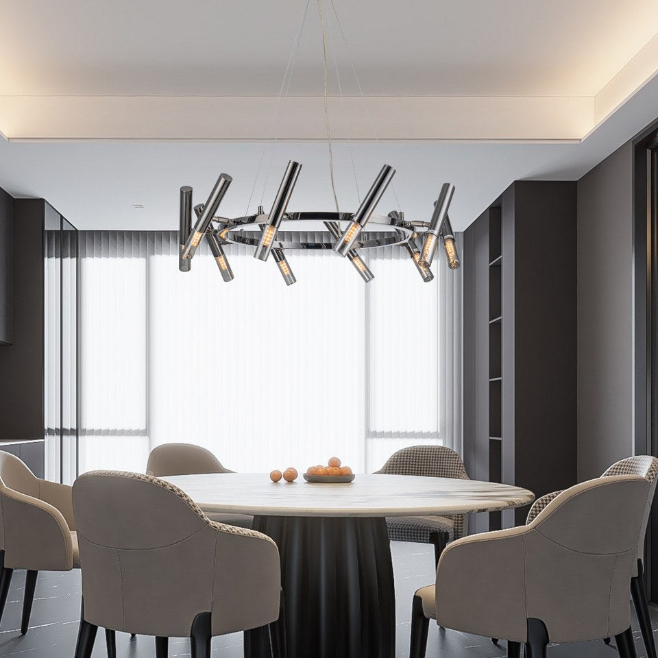 Lampara Colgante Moderna 9 Bombillas G9 Negro