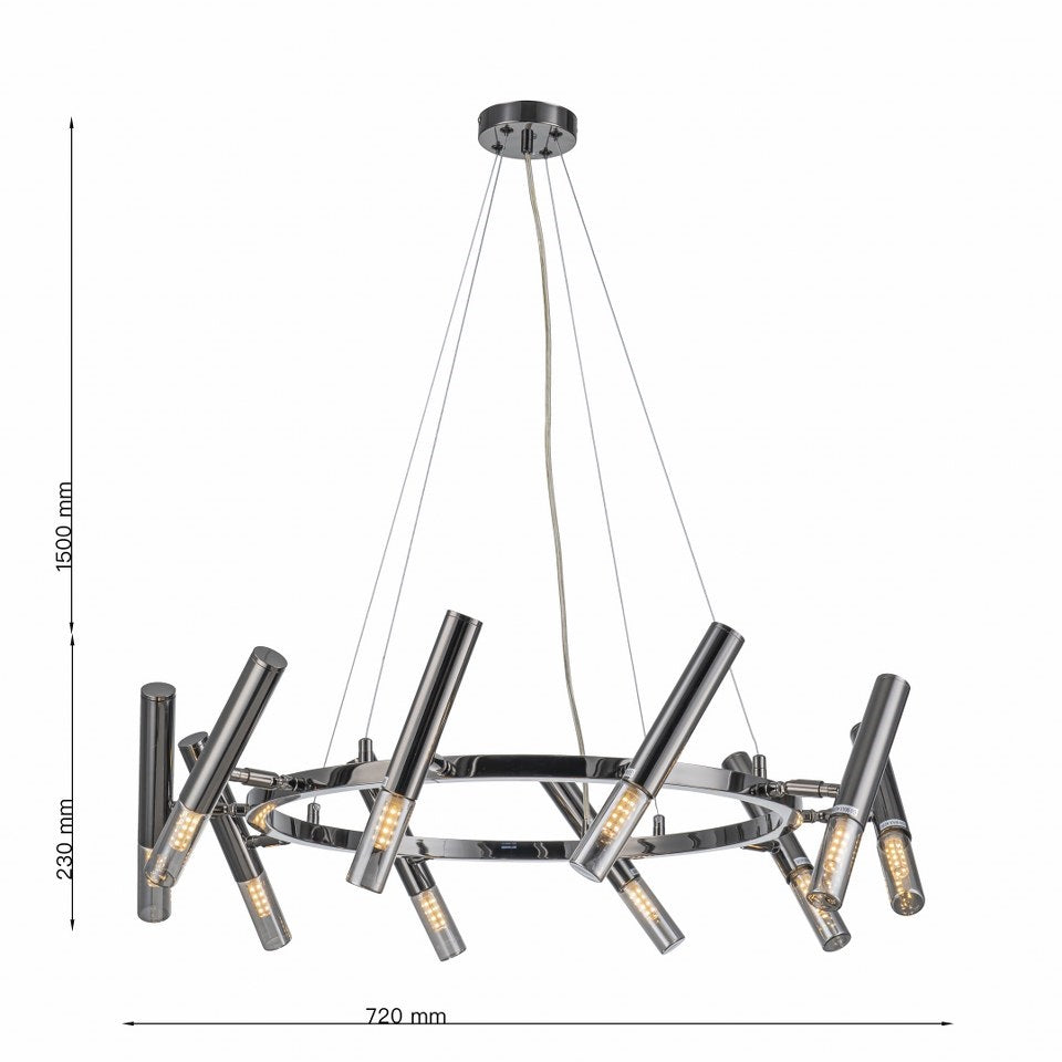 Lampara Colgante Moderna 9 Bombillas G9 Negro