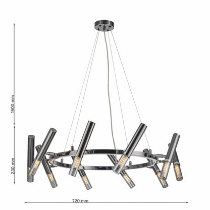 Lampara Colgante Moderna 9 Bombillas G9 Negro
