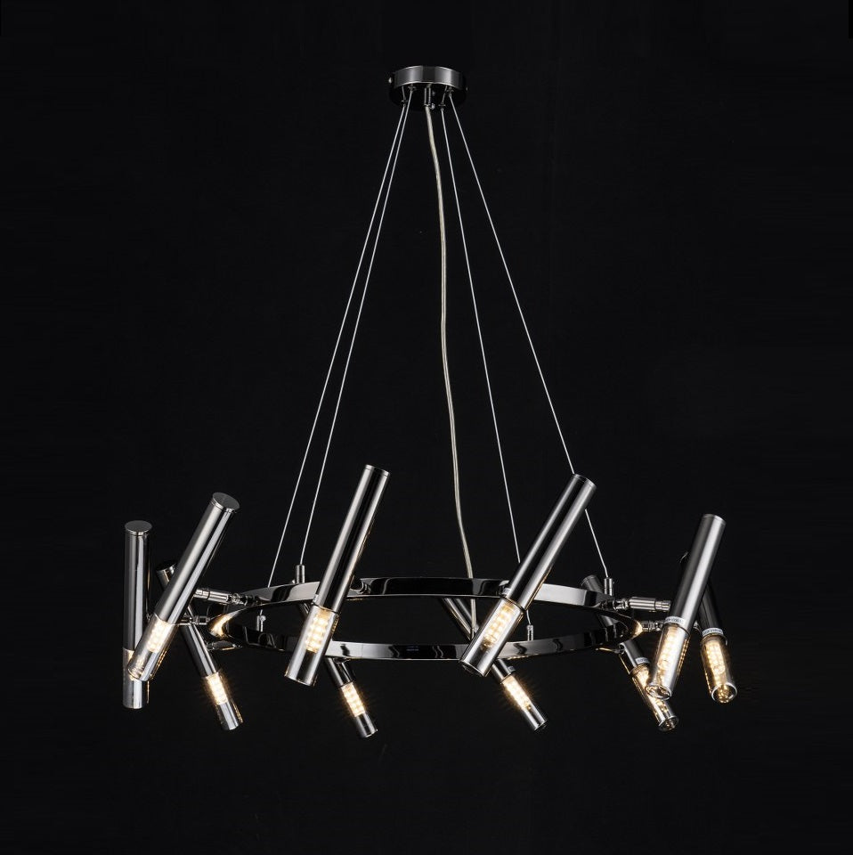 Lampara Colgante Moderna 9 Bombillas G9 Negro