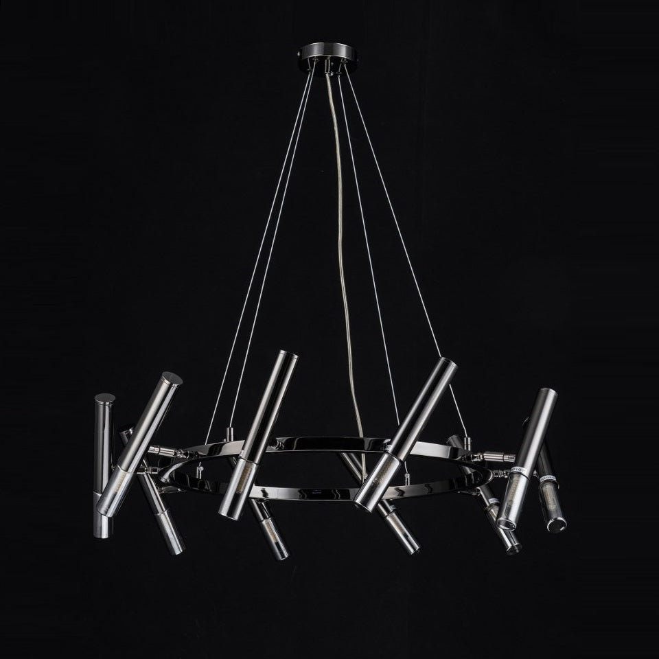 Lampara Colgante Moderna 9 Bombillas G9 Negro