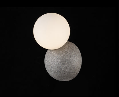 Aplique De Pared de Concreto Con Bola De Vidrio Negro