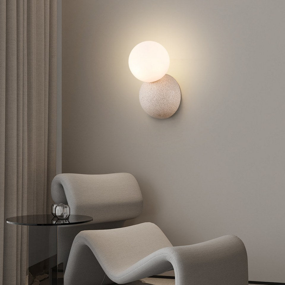 Aplique De Pared de Concreto Con Bola De Vidrio Blanco