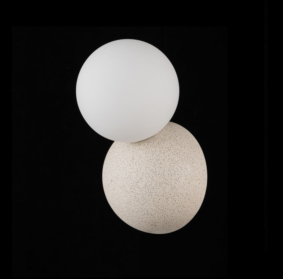 Aplique De Pared de Concreto Con Bola De Vidrio Blanco