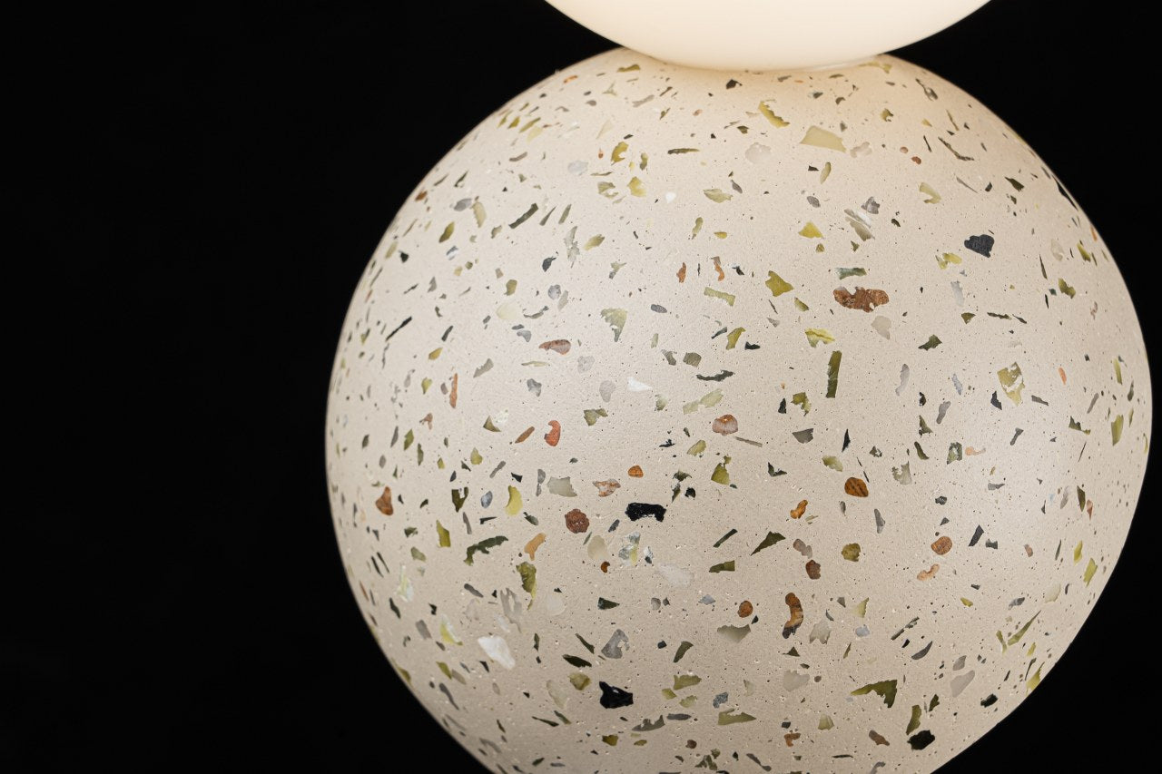 Aplique De Pared de Concreto Con Bola De Vidrio Beige