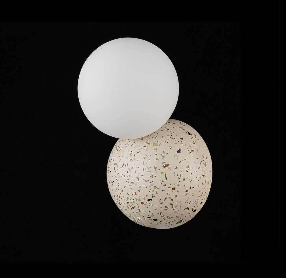 Aplique De Pared de Concreto Con Bola De Vidrio Beige