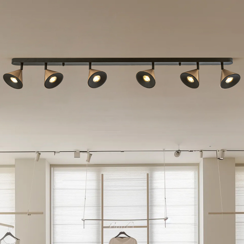 Plafón Focos Orientables Techo Salón HORN | Negro 6 Luces GU10