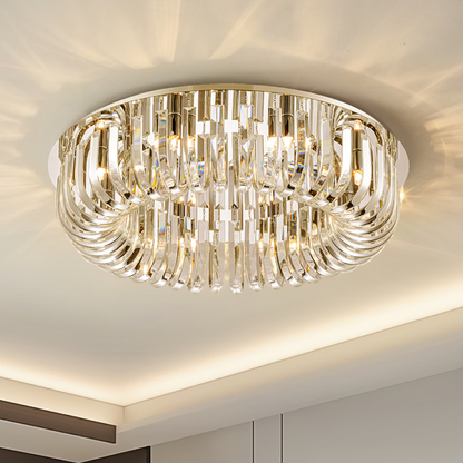 Plafón Cristal Circular Salón CARV | Cromo Ø60 cm G9