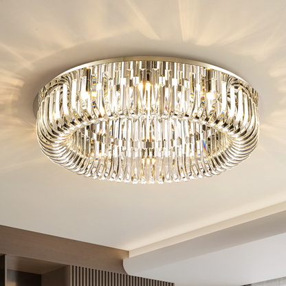 Plafón Cristal Circular Salón CARV | Cromo Ø80 cm G9
