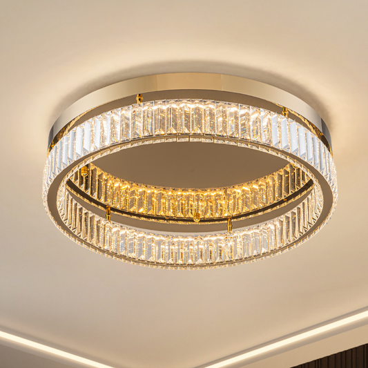 Plafón Cristal Circular Salón CRYSTO | Dorado Ø60 cm LED CCT